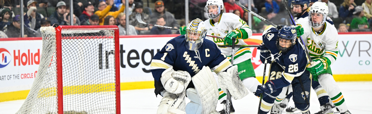 Puck Resting on Top Shelf of Net Now Unplayable in High School Ice Hockey
